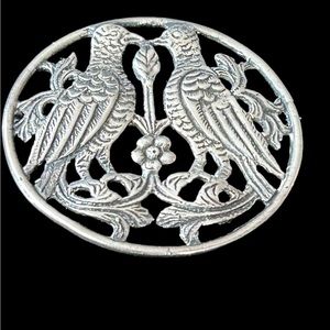 Vintage Sterling Silver Love Birds Brooch Pin